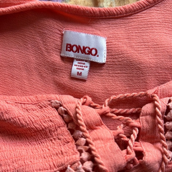 BONGO Pink Smocked Sleeveless Blouse with Tie Front - Picture 2 of 4